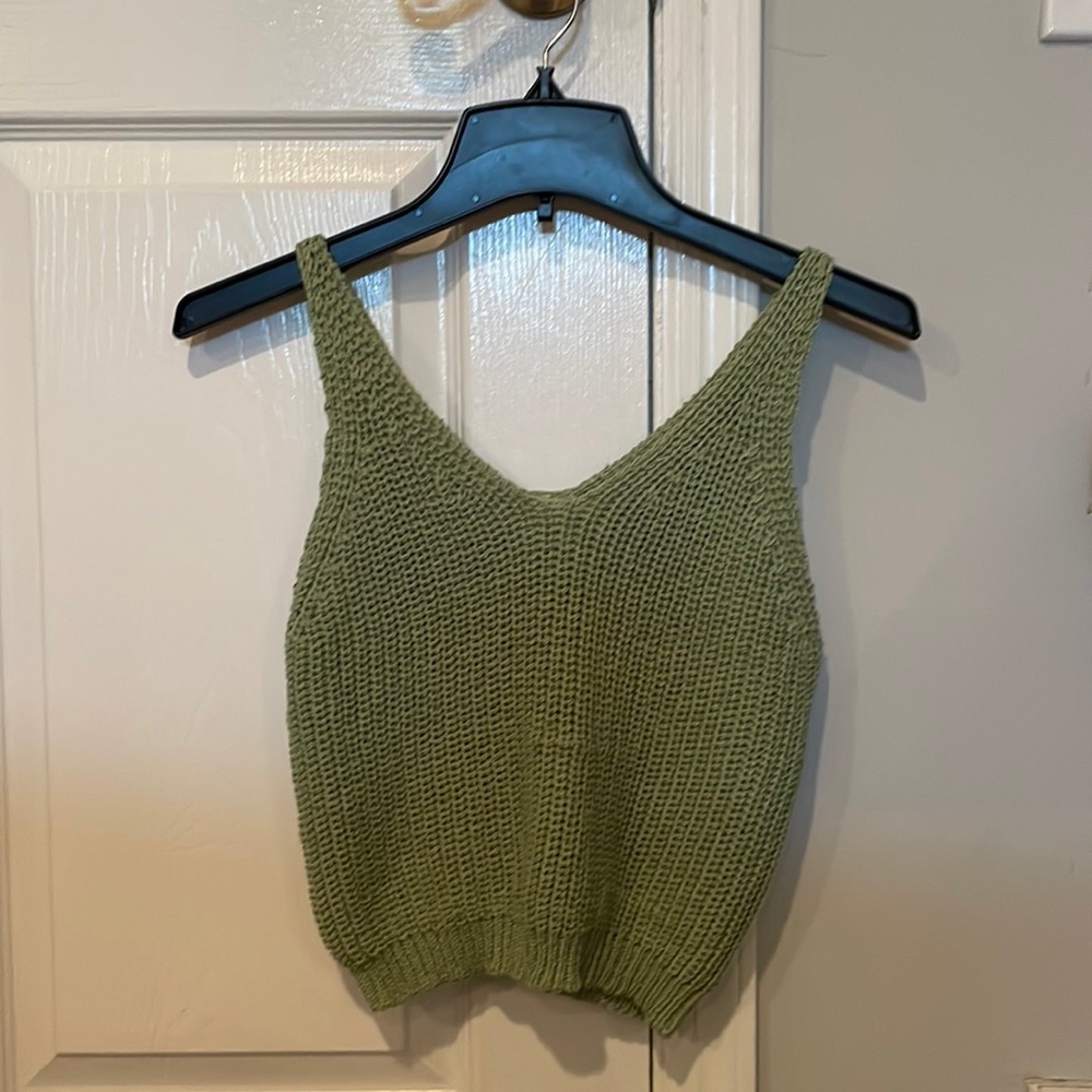 Knit Green Cropped Tank Top